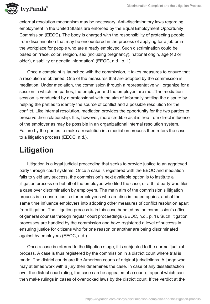 Discrimination Complaint and the Litigation Process. Page 2