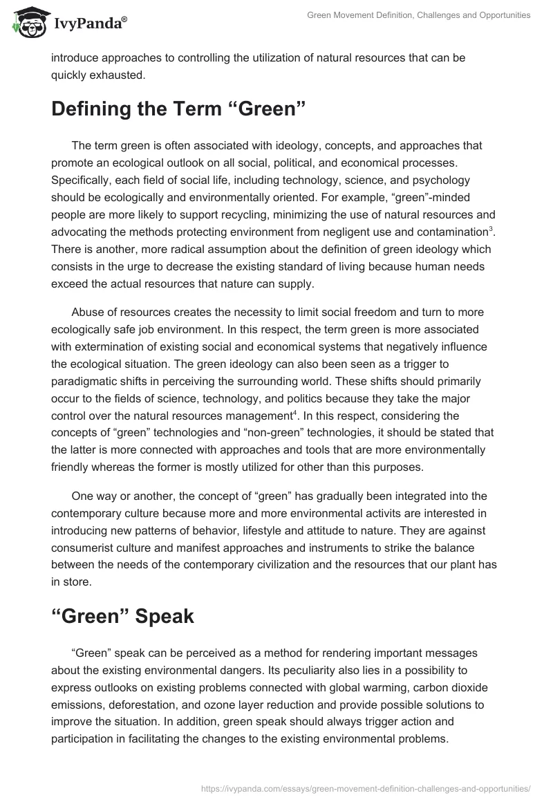 Green Movement Definition, Challenges and Opportunities. Page 2
