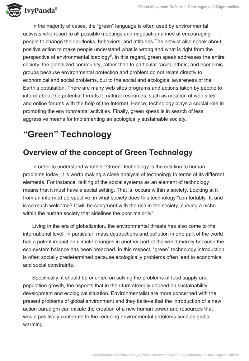 Green Movement Definition, Challenges and Opportunities. Page 3