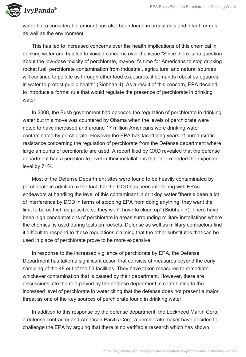 EPA Rules Effect on Perchlorate in Drinking Water. Page 2