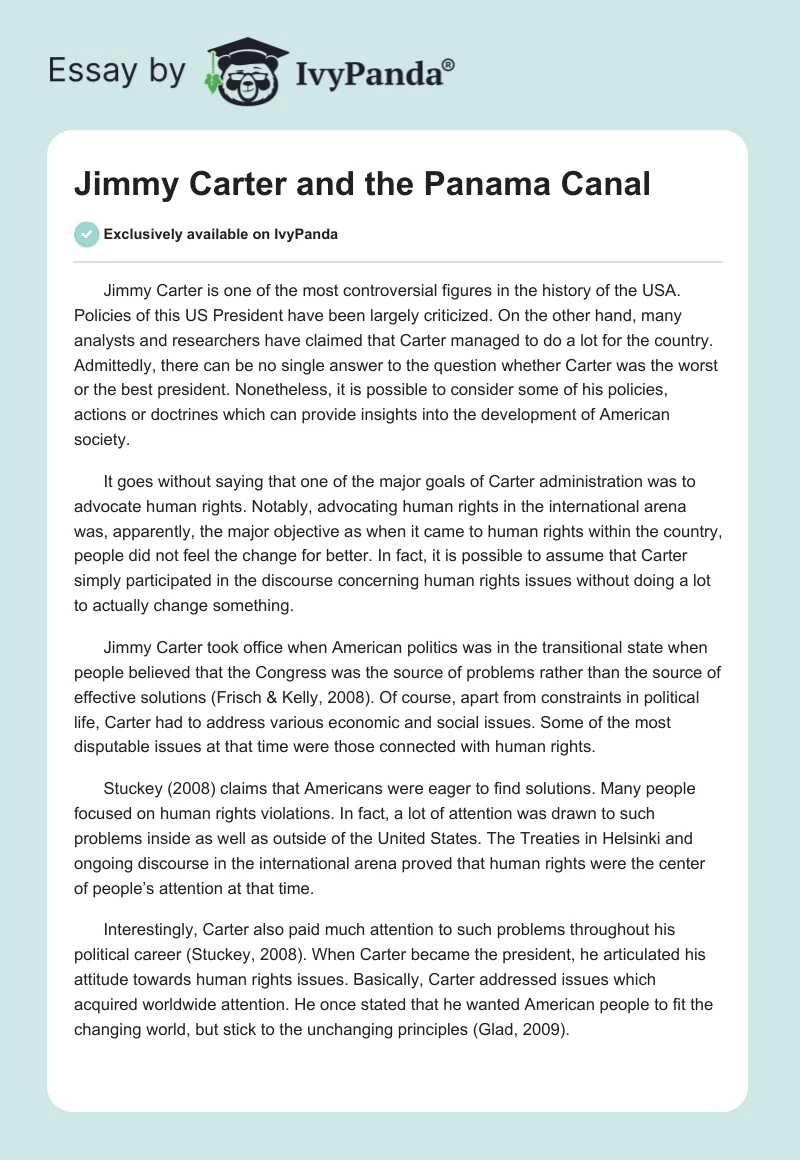 Jimmy Carter and the Panama Canal. Page 1