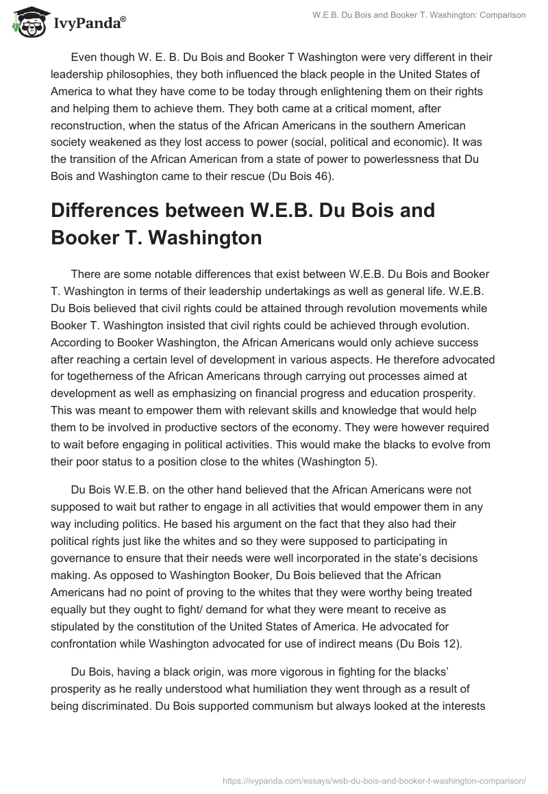 Compare and Contrast: W.E.B. DuBois and Booker T. Washington. Page 2