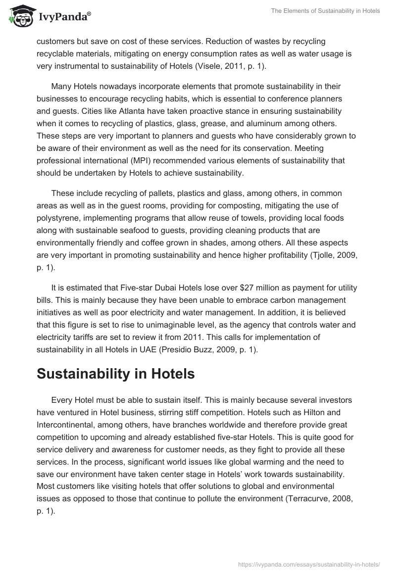 The Elements of Sustainability in Hotels. Page 2