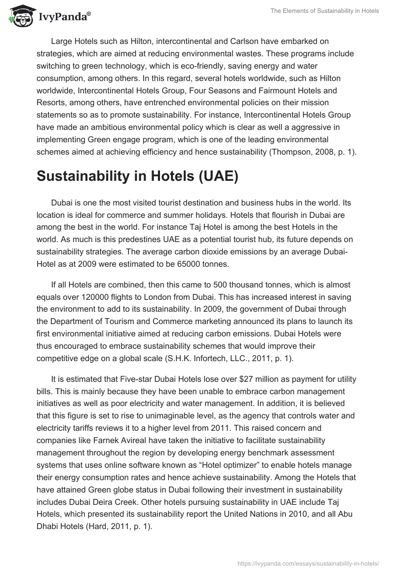 The Elements of Sustainability in Hotels. Page 3