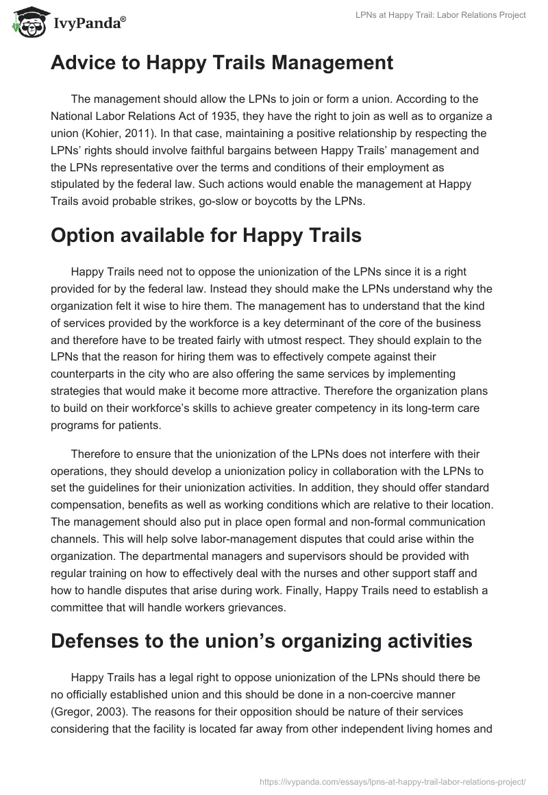 LPNs at Happy Trail: Labor Relations Project. Page 3