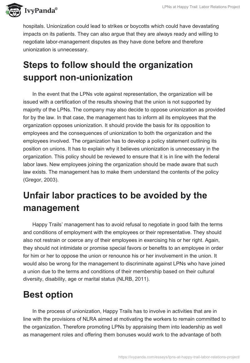 LPNs at Happy Trail: Labor Relations Project. Page 4
