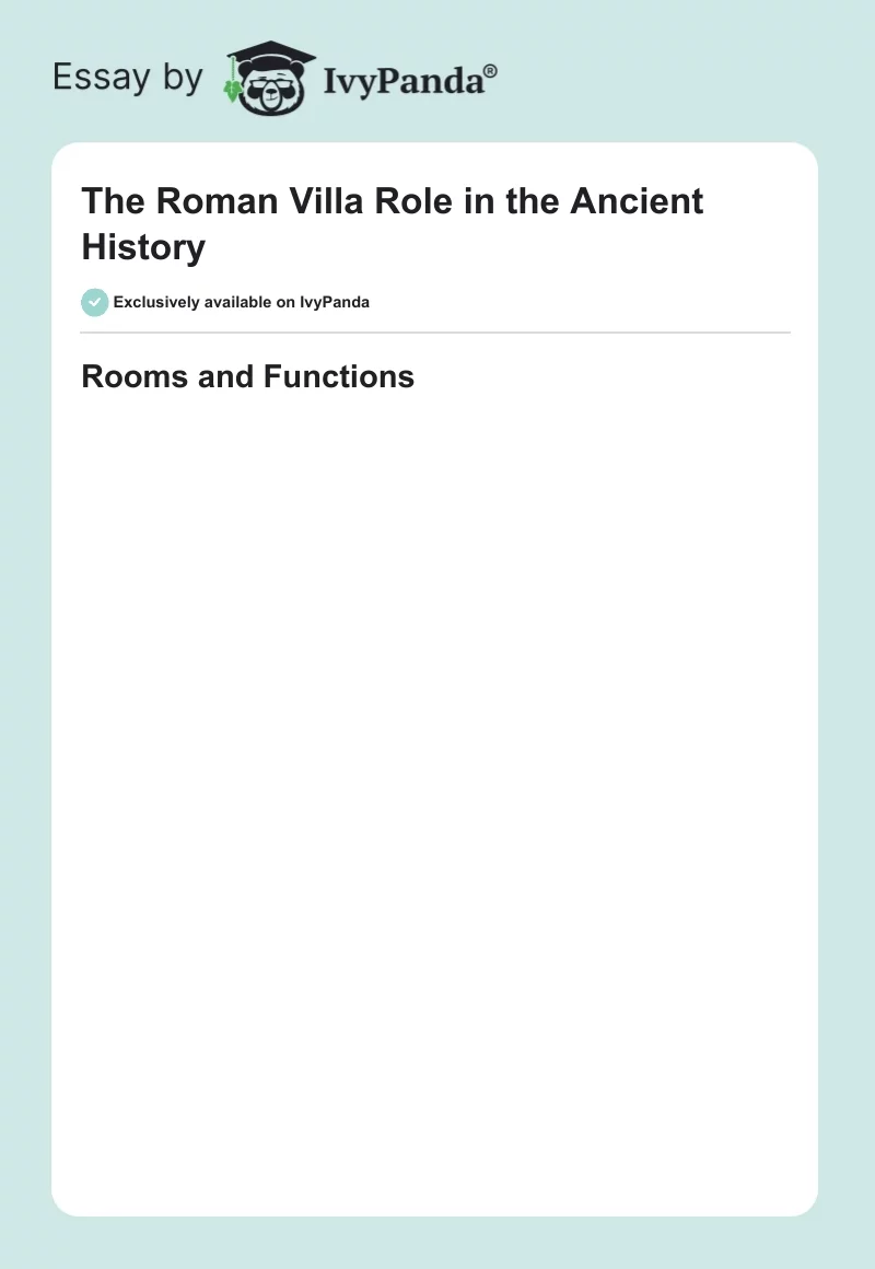 The Roman Villa Role in the Ancient History. Page 1