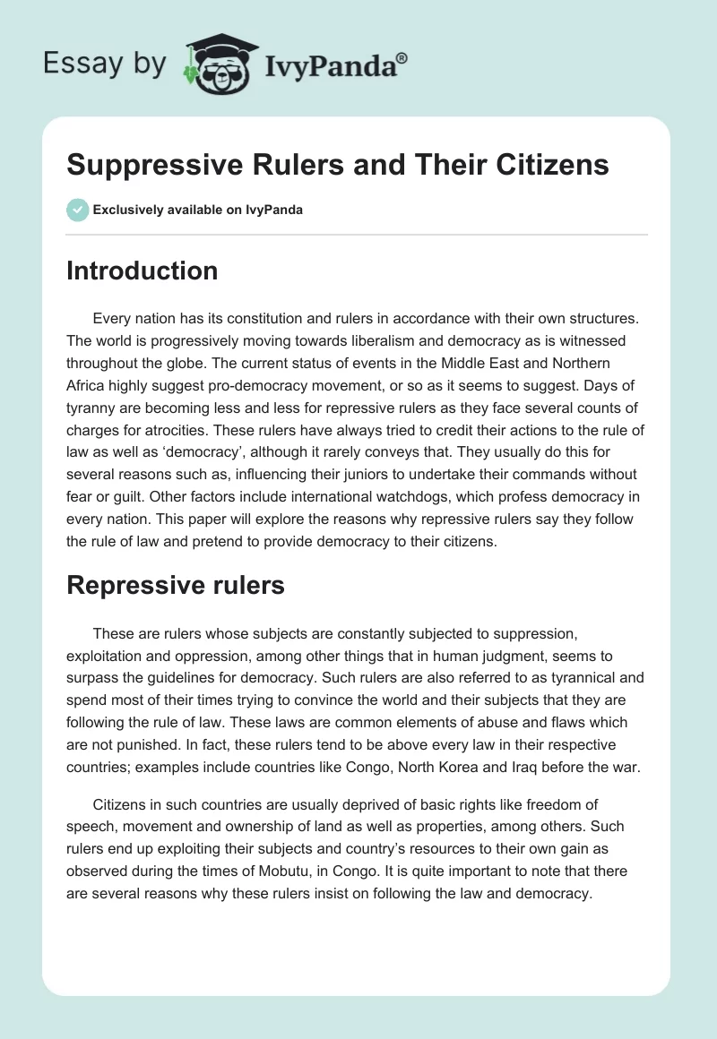 Suppressive Rulers and Their Citizens. Page 1