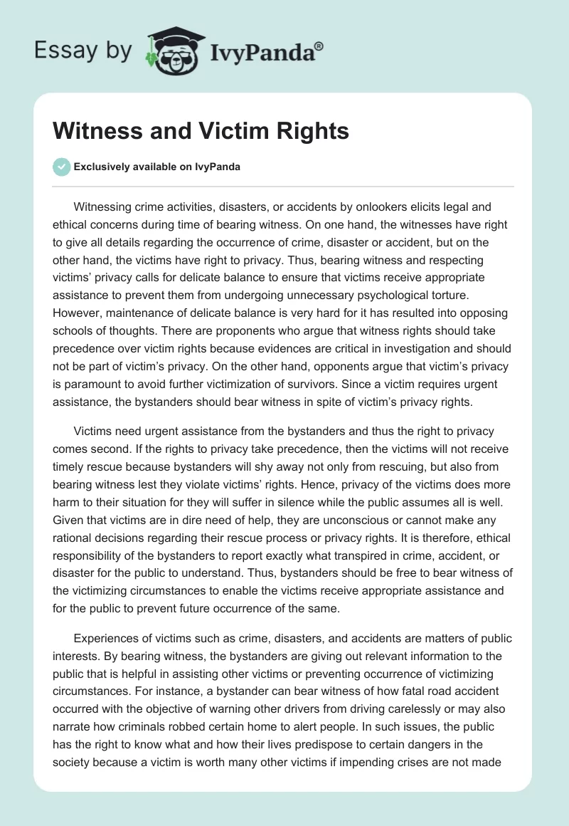 Witness and Victim Rights. Page 1