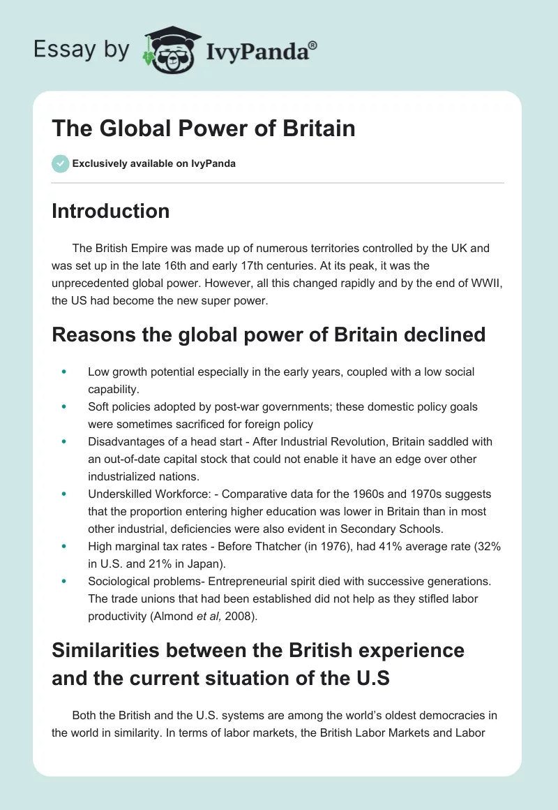 The Global Power of Britain. Page 1