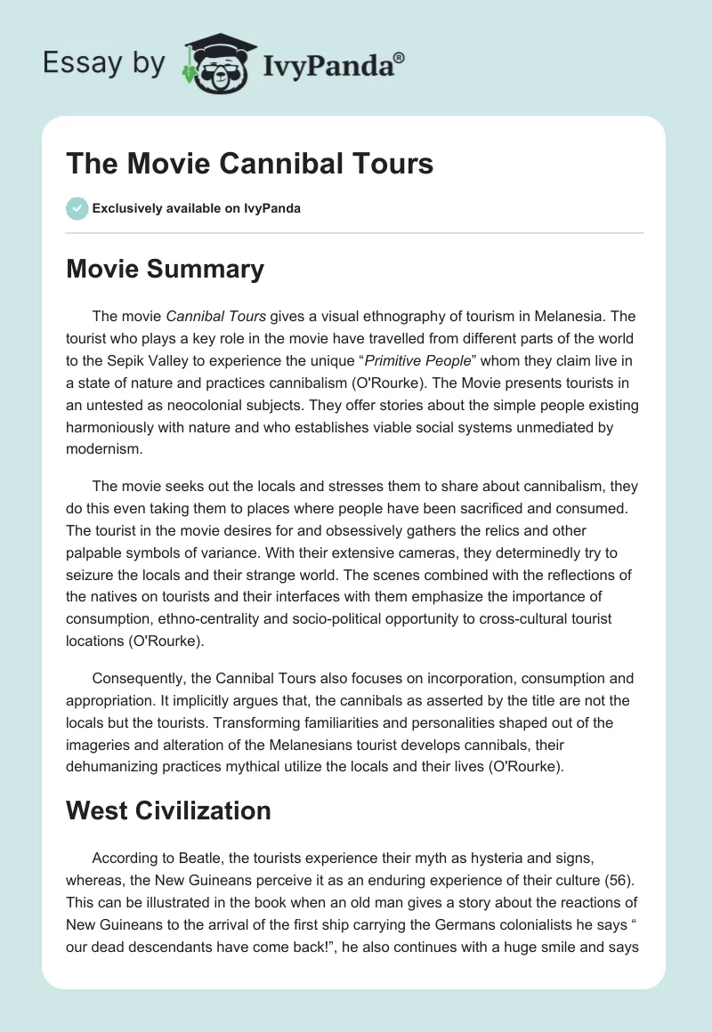 The Movie "Cannibal Tours". Page 1