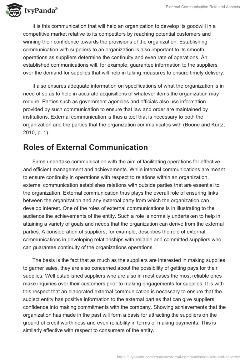 External Communication Role and Aspects. Page 2