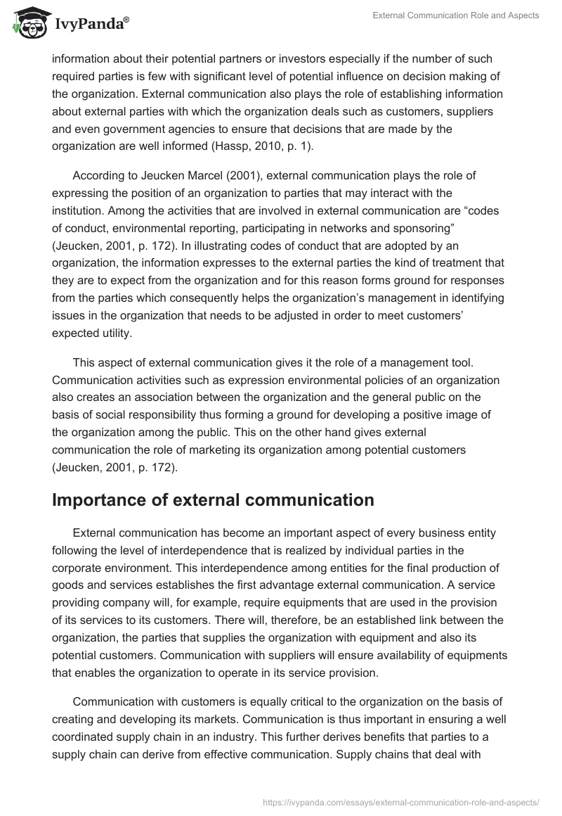 External Communication Role and Aspects. Page 4