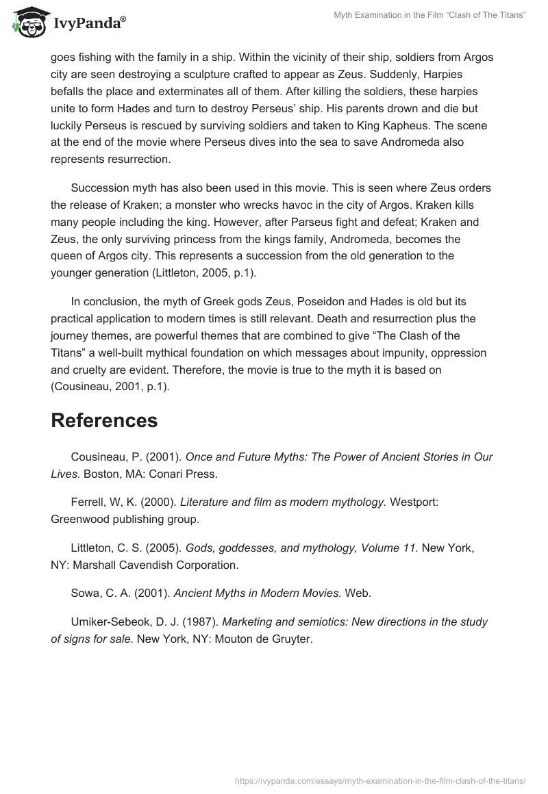 Myth Examination in the Film “Clash of The Titans”. Page 2