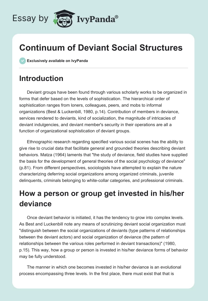 Continuum of Deviant Social Structures. Page 1