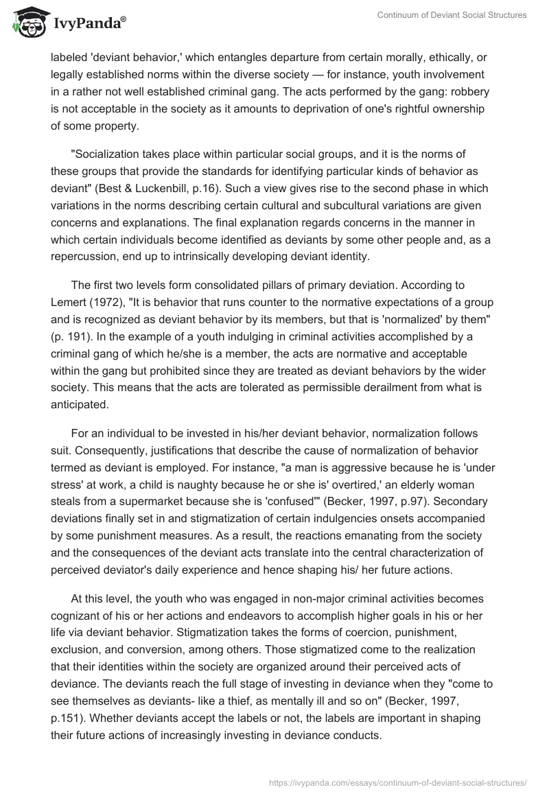 Continuum of Deviant Social Structures. Page 2