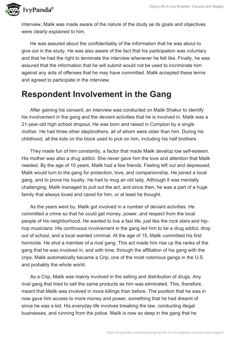 Gang Life in Los Angeles: Causes and Stages. Page 2