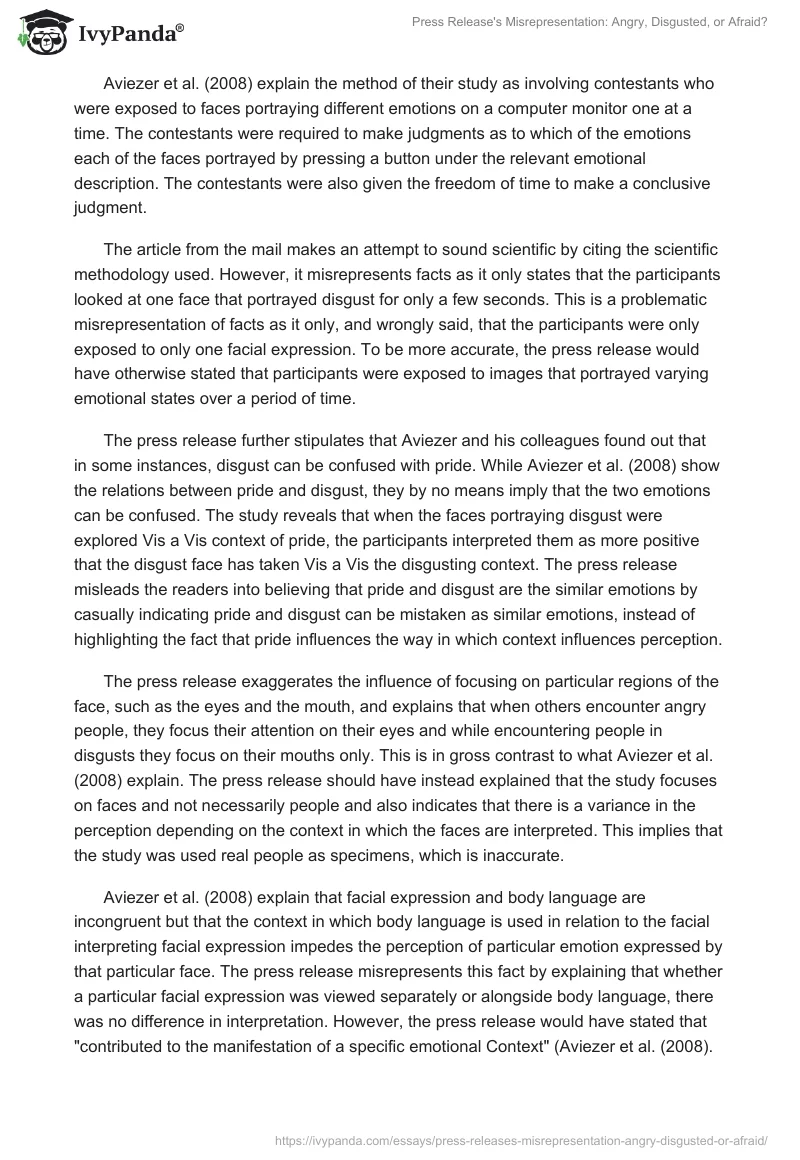 Press Release's Misrepresentation: Angry, Disgusted, or Afraid?. Page 2