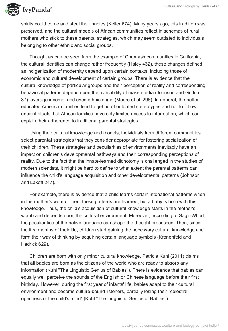 "Culture and Biology" by Heidi Keller. Page 2