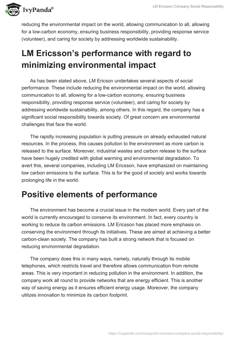 LM Ericsson Company Social Responsibility. Page 3