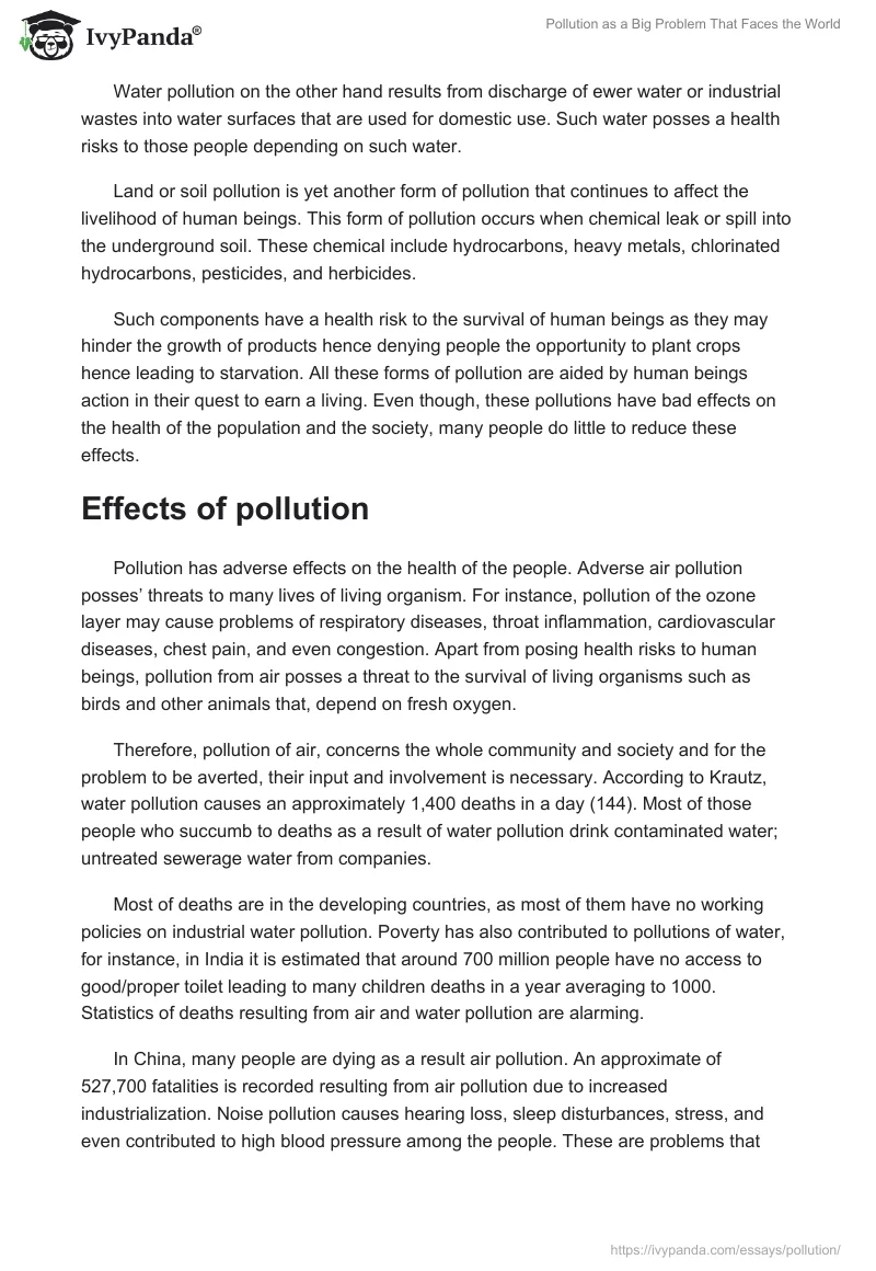 Pollution as a Big Problem That Faces the World. Page 2