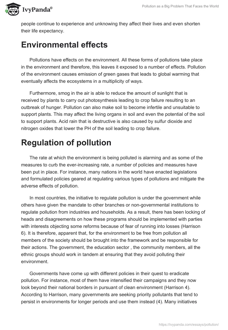 Pollution as a Big Problem That Faces the World. Page 3