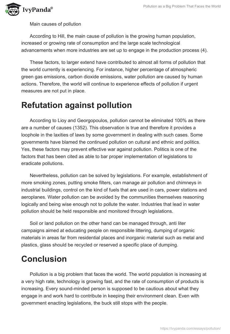 Pollution as a Big Problem That Faces the World. Page 5