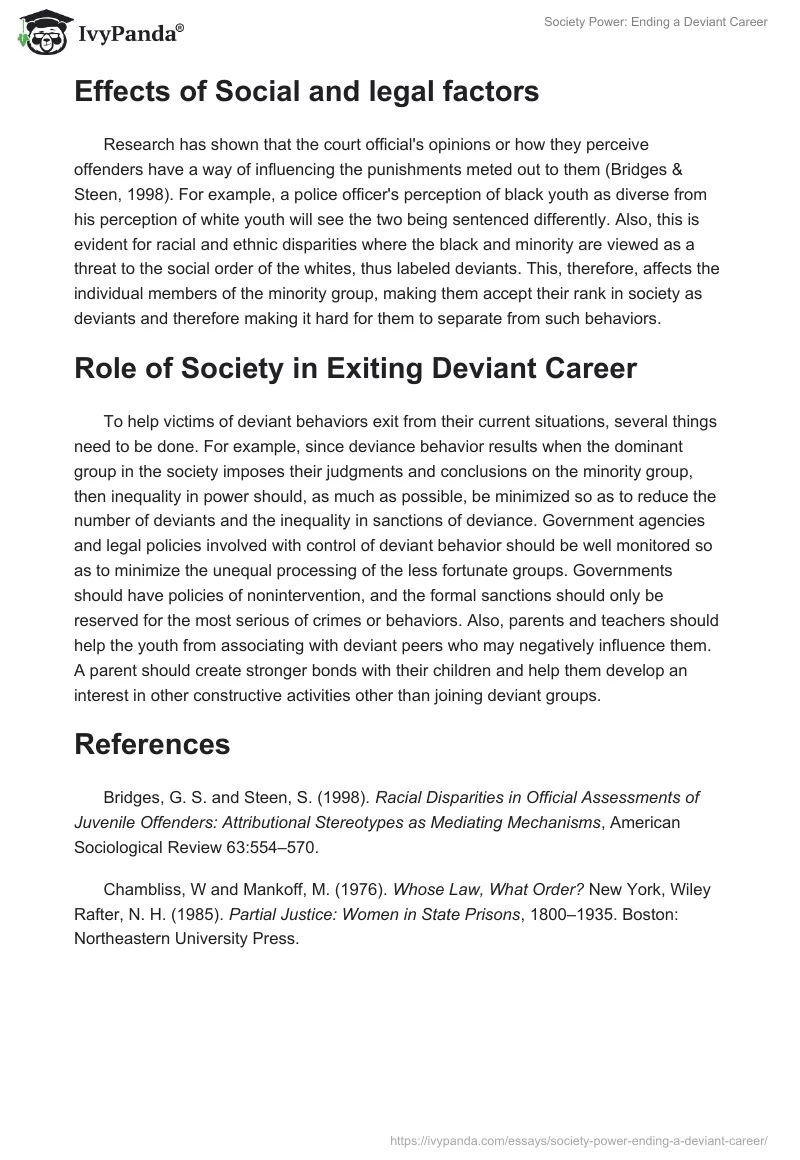 Society Power: Ending a Deviant Career. Page 2