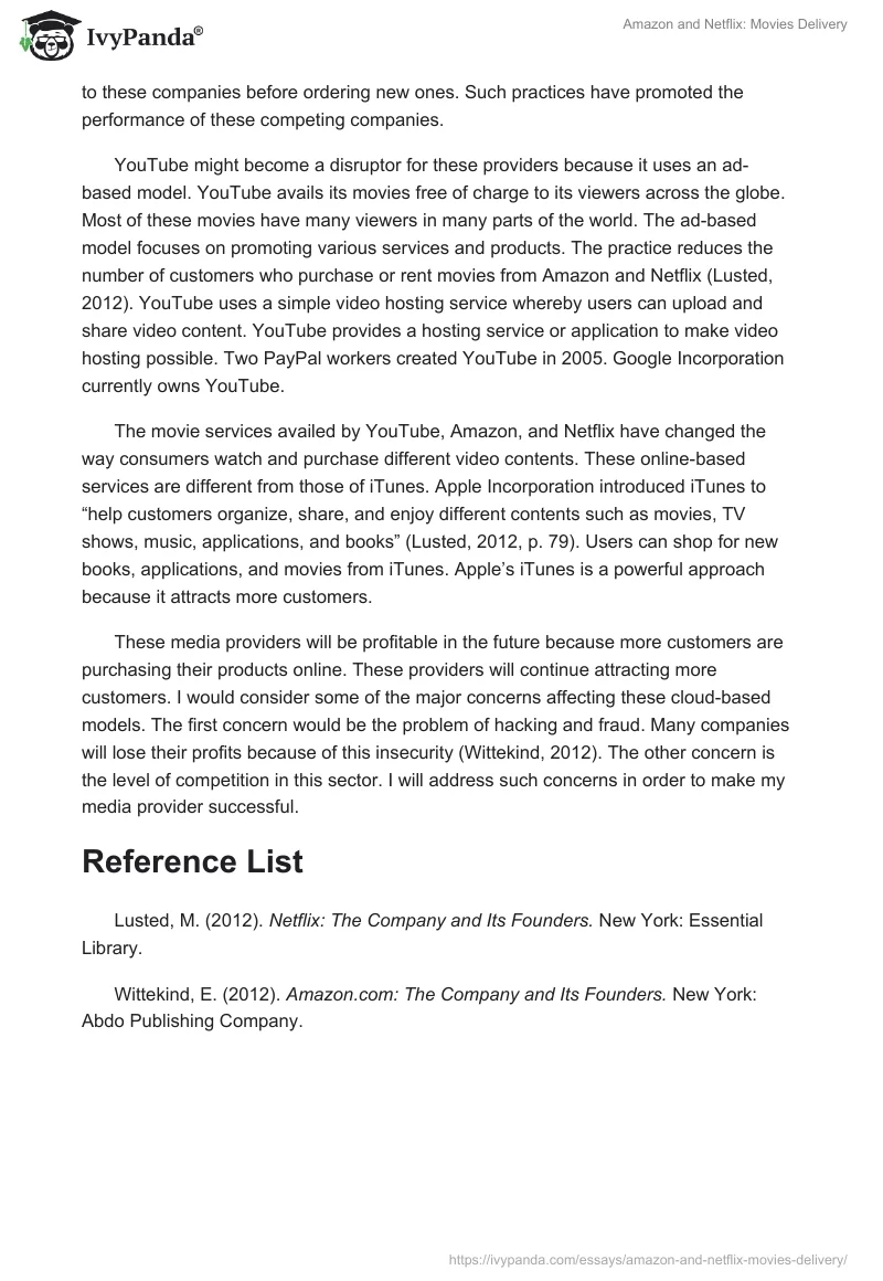 Amazon and Netflix: Movies Delivery. Page 2