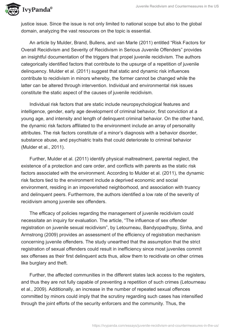 Juvenile Recidivism and Countermeasures in the US. Page 2