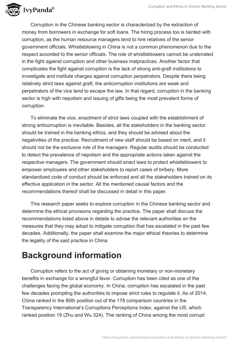 Corruption and Ethics in China's Banking Sector. Page 2