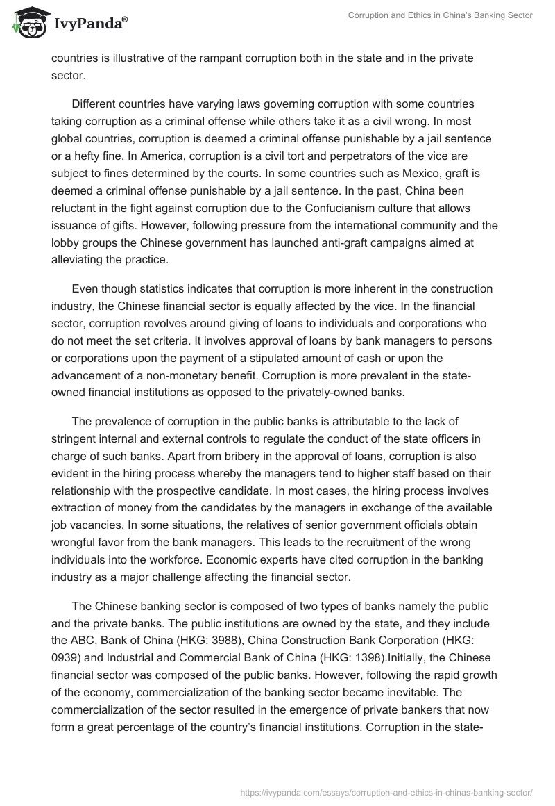 Corruption and Ethics in China's Banking Sector. Page 3
