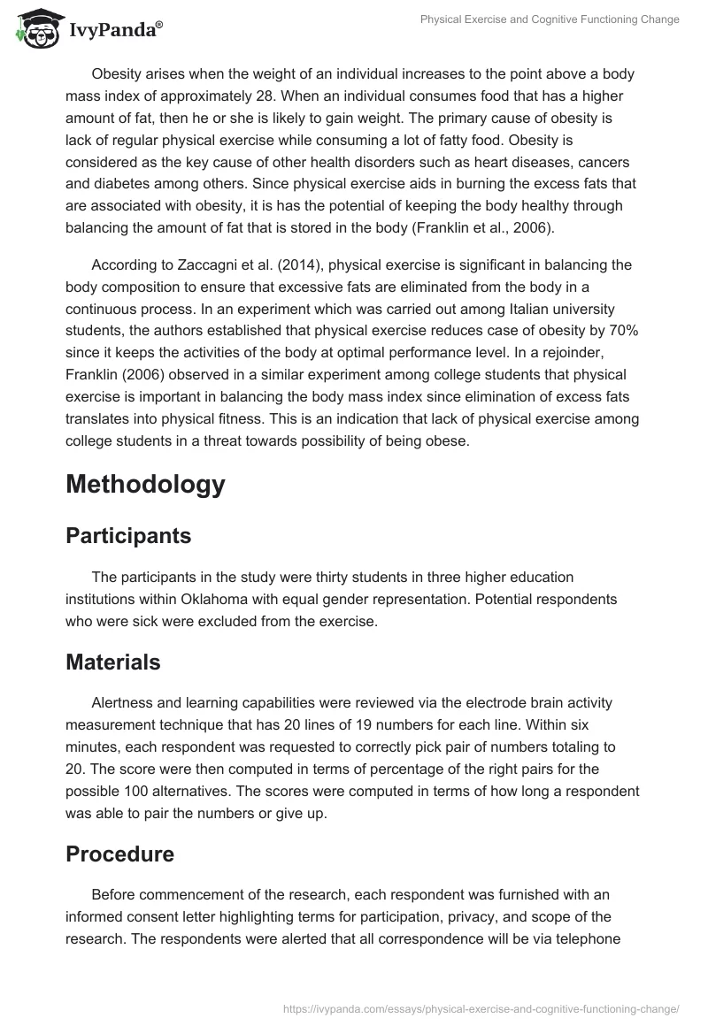 Physical Exercise and Cognitive Functioning Change. Page 3