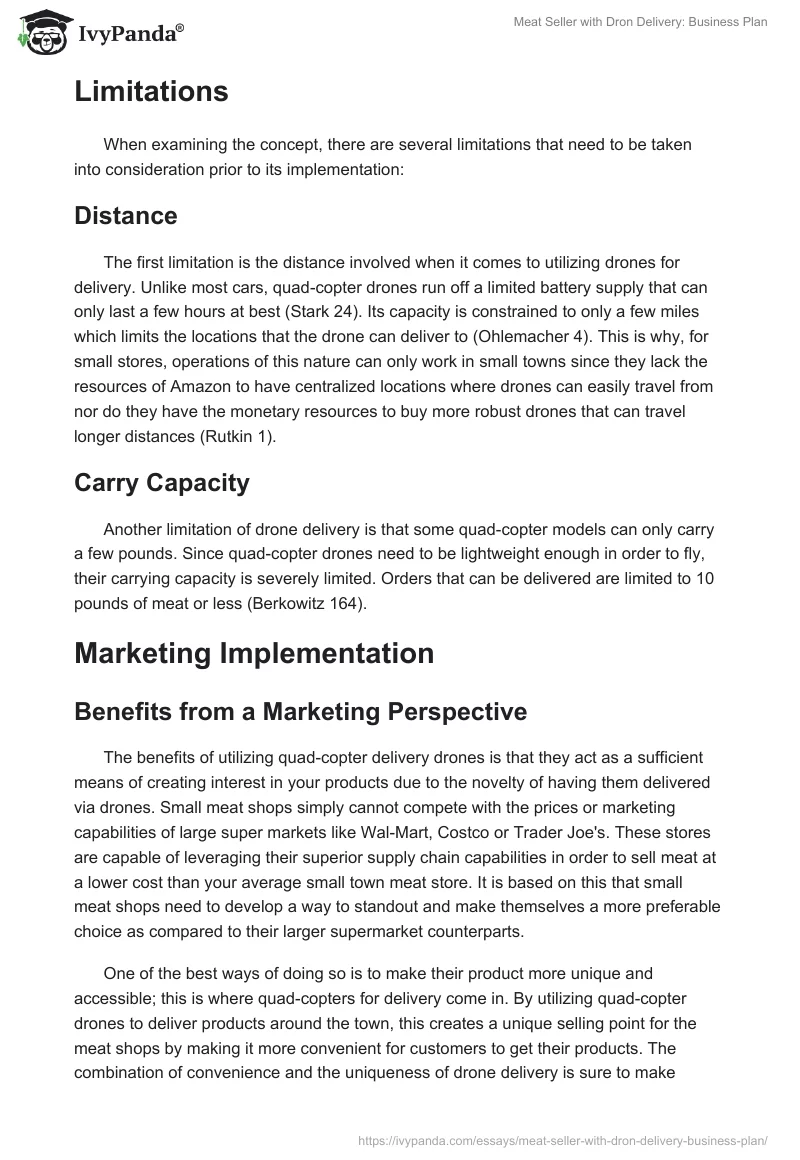 Meat Seller With Dron Delivery: Business Plan. Page 2