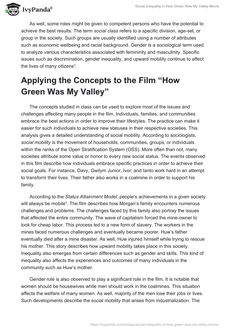 Social Inequality in How Green Was My Valley Movie. Page 3