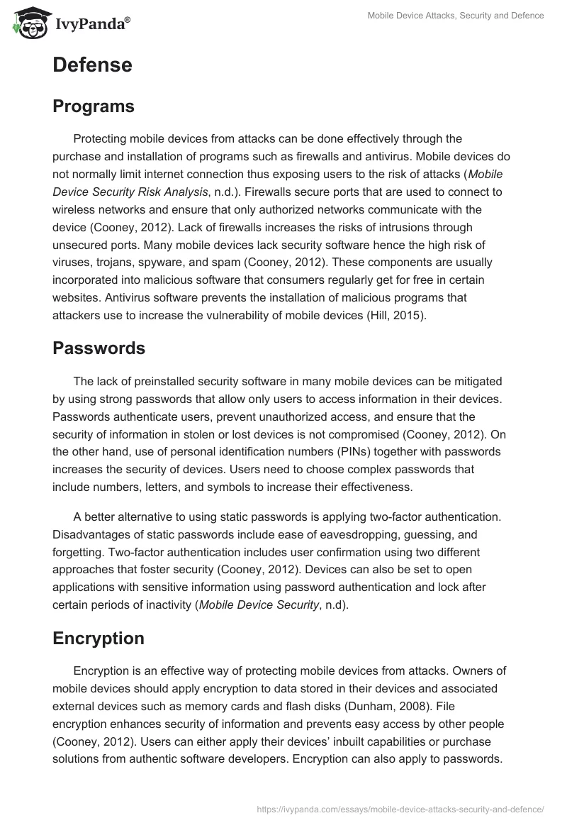 Mobile Device Attacks, Security and Defence. Page 4