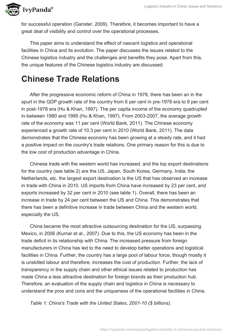 Logistics Industry in China: Issues and Solutions. Page 2