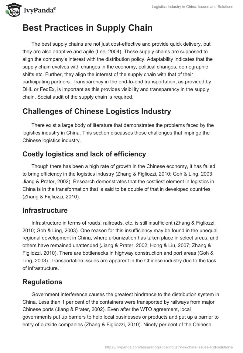 Logistics Industry in China: Issues and Solutions. Page 5