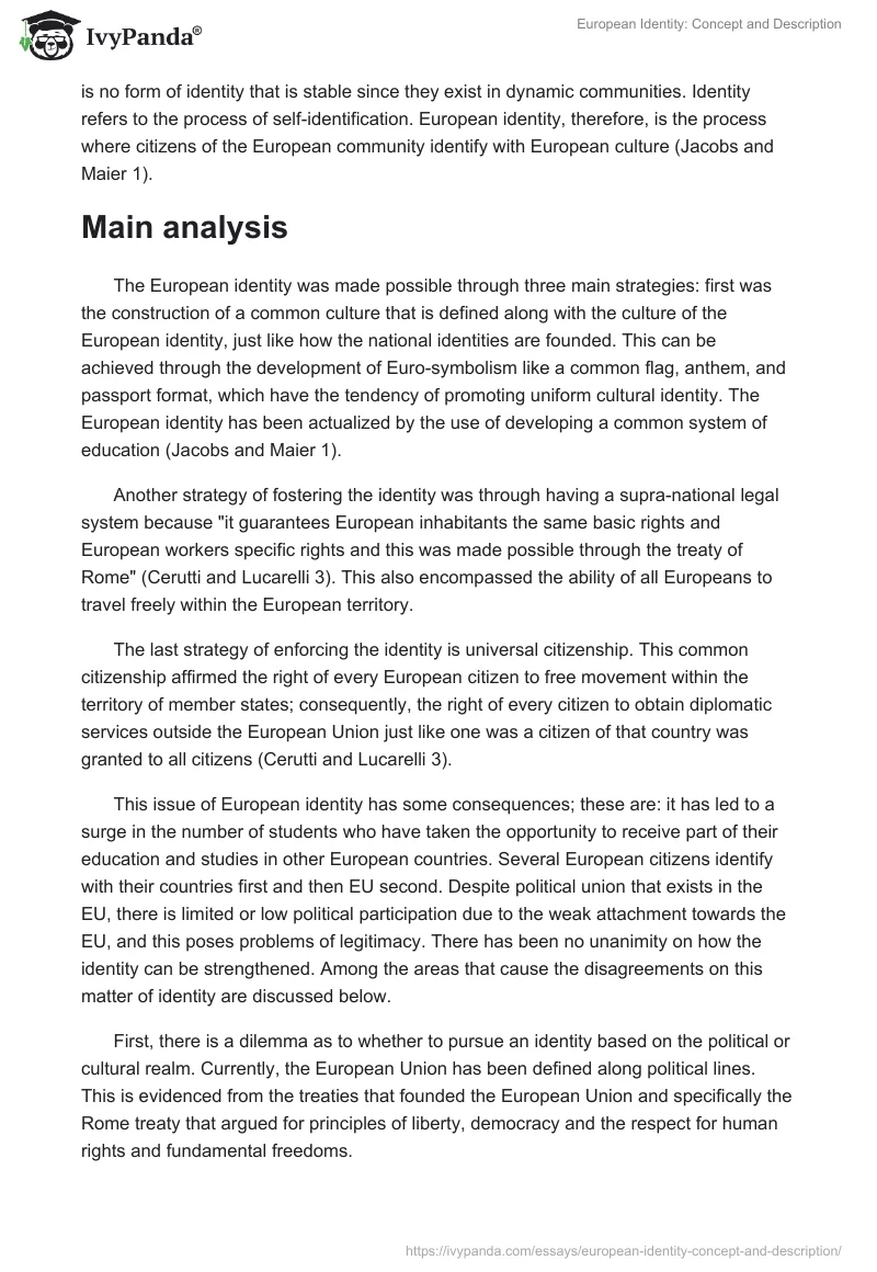 European Identity: Concept and Description. Page 2