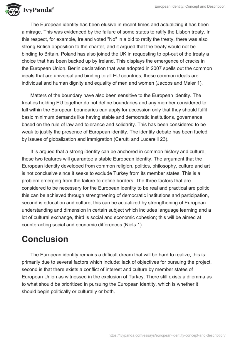 European Identity: Concept and Description. Page 3