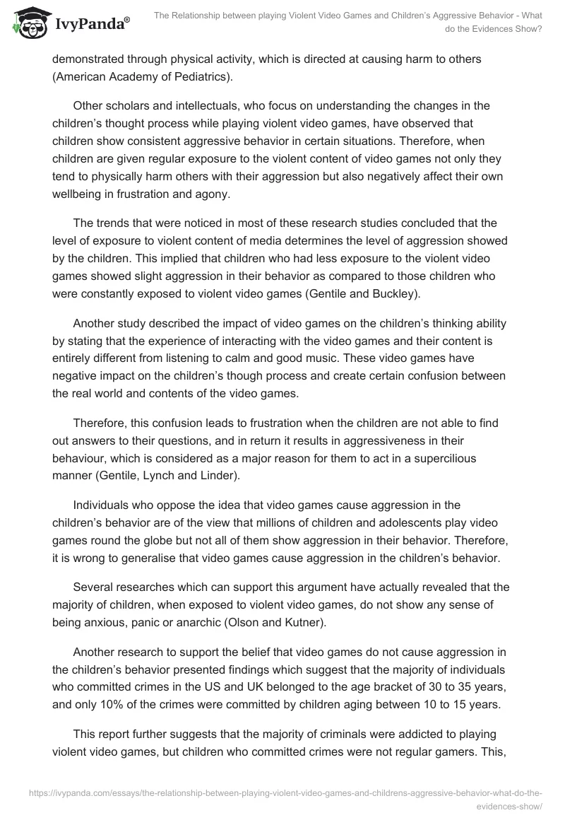 The Relationship between playing Violent Video Games and Children’s Aggressive Behavior - What do the Evidences Show?. Page 2