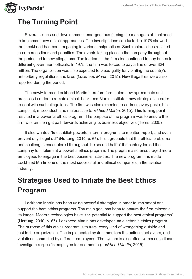 Lockheed Corporation's Ethical Decision-Making. Page 2