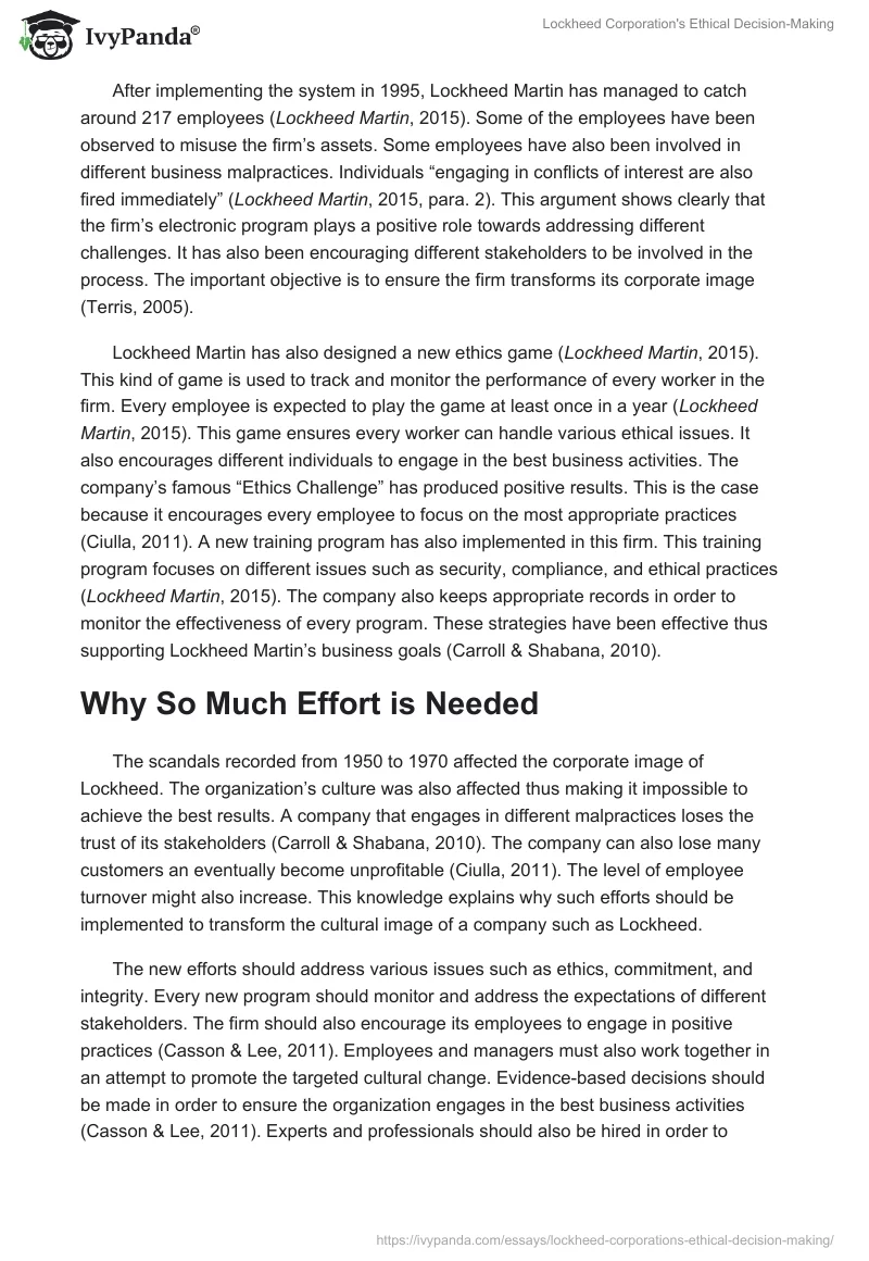Lockheed Corporation's Ethical Decision-Making. Page 3
