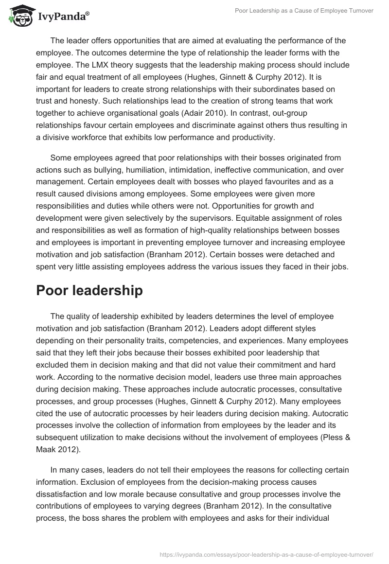 Poor Leadership as a Cause of Employee Turnover. Page 2
