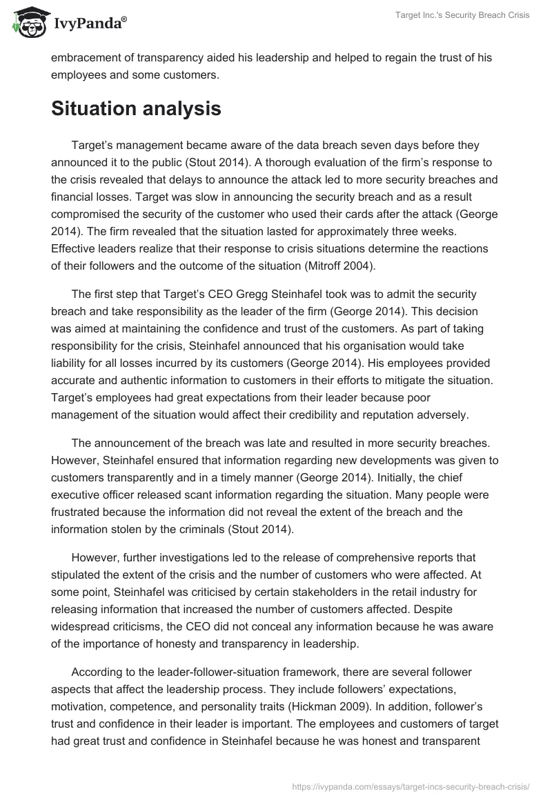 Target Inc.'s Security Breach Crisis. Page 2