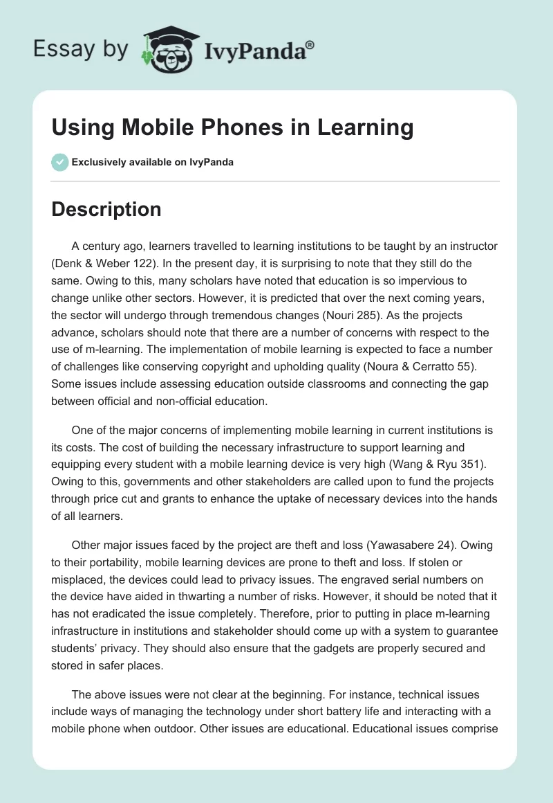 Using Mobile Phones in Learning. Page 1