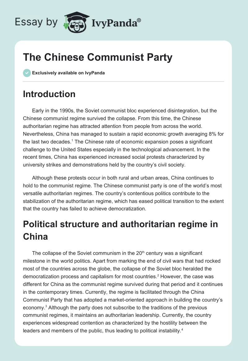 The Chinese Communist Party. Page 1
