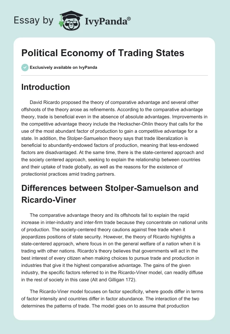 Political Economy of Trading States. Page 1