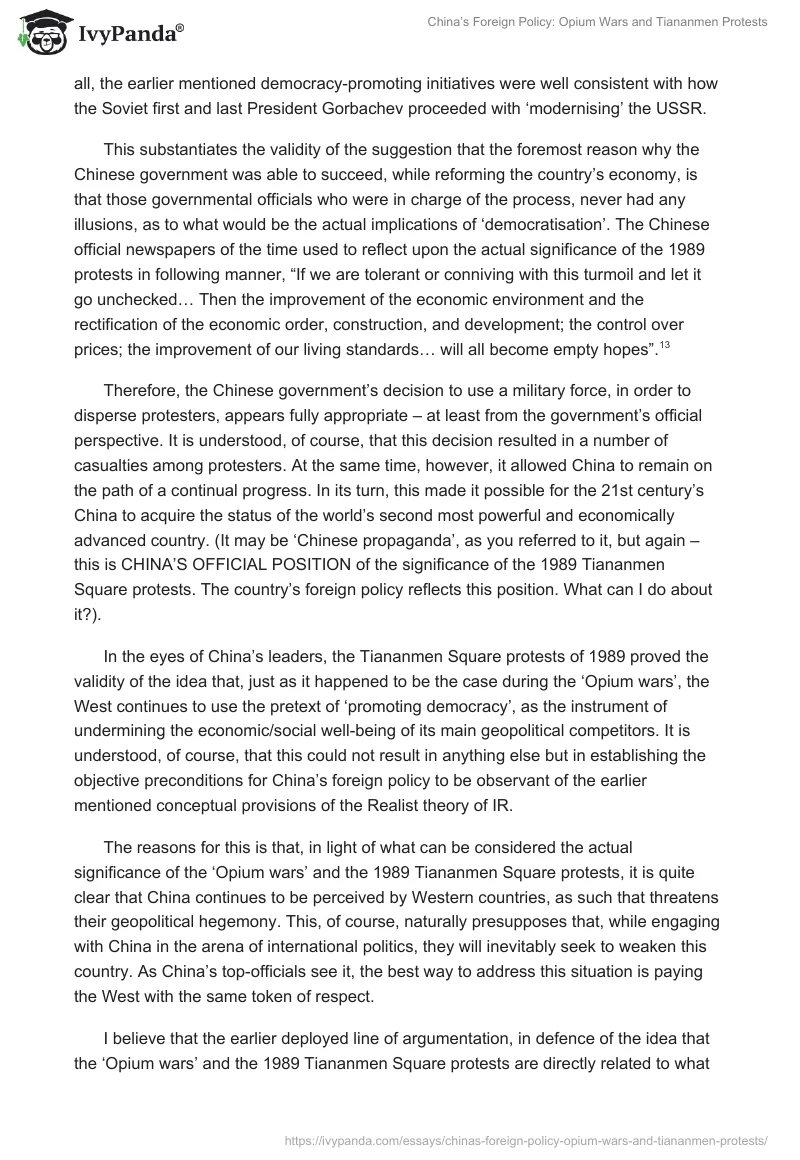 China’s Foreign Policy: Opium Wars and Tiananmen Protests. Page 5