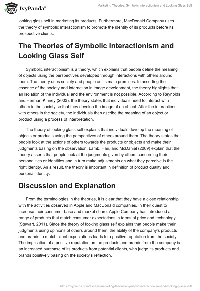 Marketing Theories: Symbolic Interactionism and Looking Glass Self. Page 2